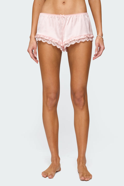 Clair Ruffle Lacey Satin Effect Shorts