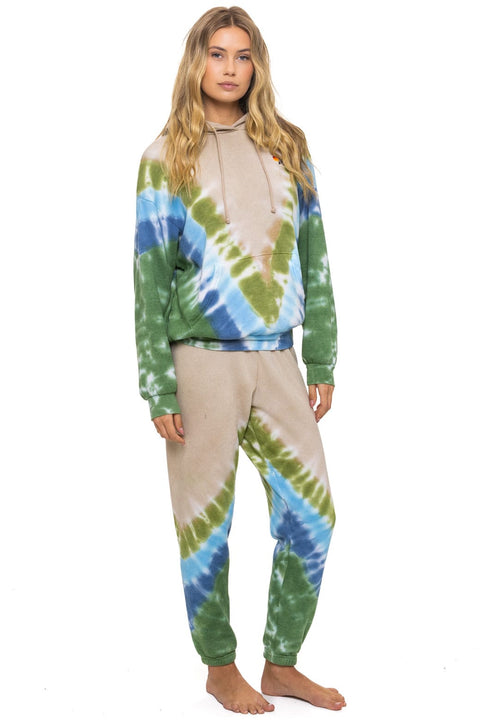HAND DYED V SWEATPANTS - TIE DYE SAND // BLUE GREEN