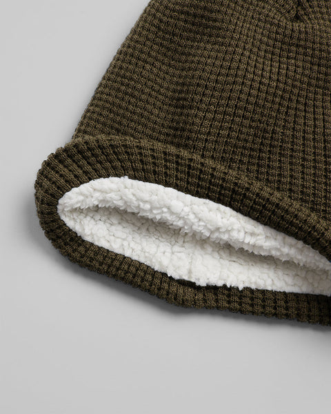 WAFFLE SHERPA-LINED BEANIE