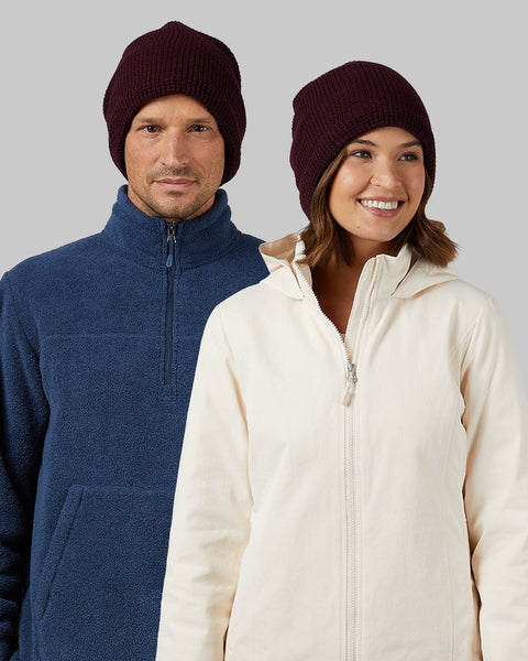 WAFFLE SHERPA-LINED BEANIE