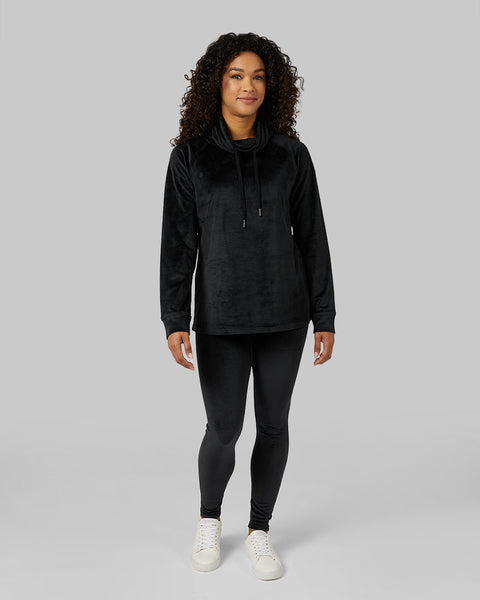 WOMEN'S SOFT VELOUR FUNNEL NECK TOP