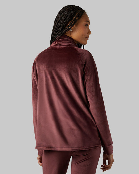 WOMEN'S SOFT VELOUR FUNNEL NECK TOP