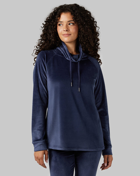 WOMEN'S SOFT VELOUR FUNNEL NECK TOP