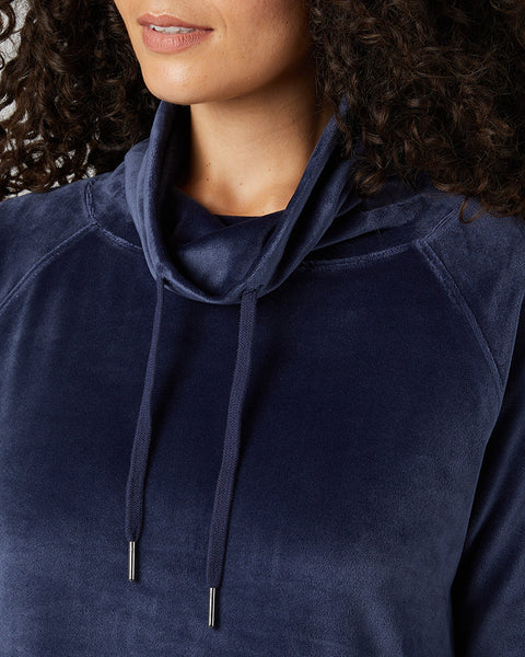 WOMEN'S SOFT VELOUR FUNNEL NECK TOP