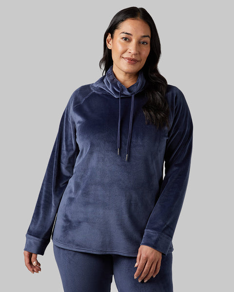 WOMEN'S SOFT VELOUR FUNNEL NECK TOP