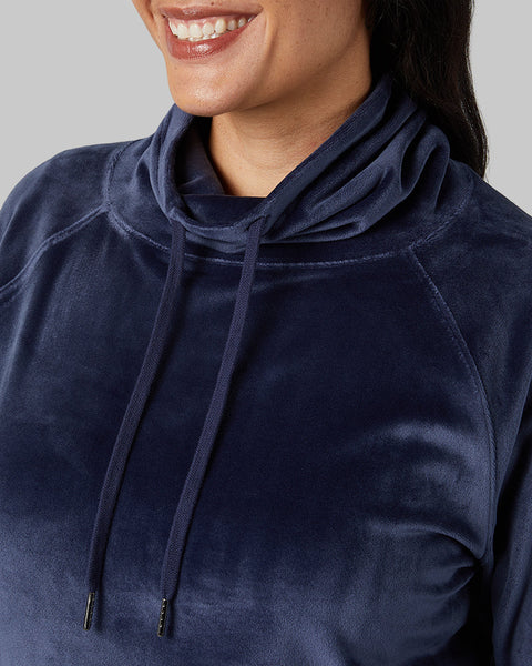 WOMEN'S SOFT VELOUR FUNNEL NECK TOP
