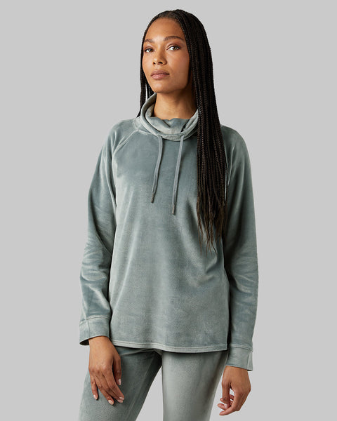 WOMEN'S SOFT VELOUR FUNNEL NECK TOP