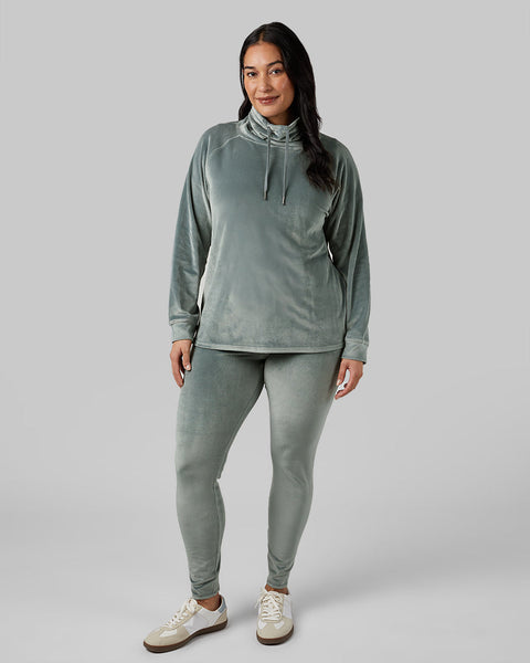 WOMEN'S SOFT VELOUR FUNNEL NECK TOP