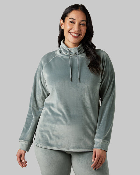 WOMEN'S SOFT VELOUR FUNNEL NECK TOP