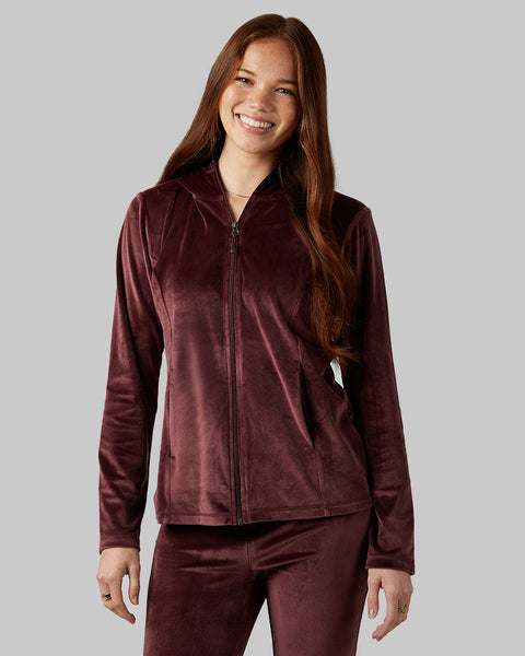 WOMEN'S SOFT VELOUR HOODED FULL-ZIP