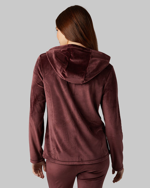 WOMEN'S SOFT VELOUR HOODED FULL-ZIP