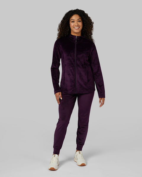 WOMEN'S SOFT VELOUR HOODED FULL-ZIP