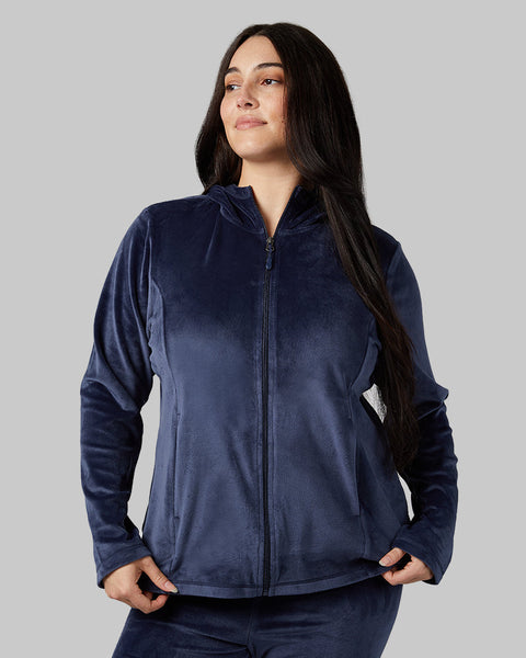 WOMEN'S SOFT VELOUR HOODED FULL-ZIP