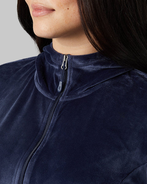 WOMEN'S SOFT VELOUR HOODED FULL-ZIP