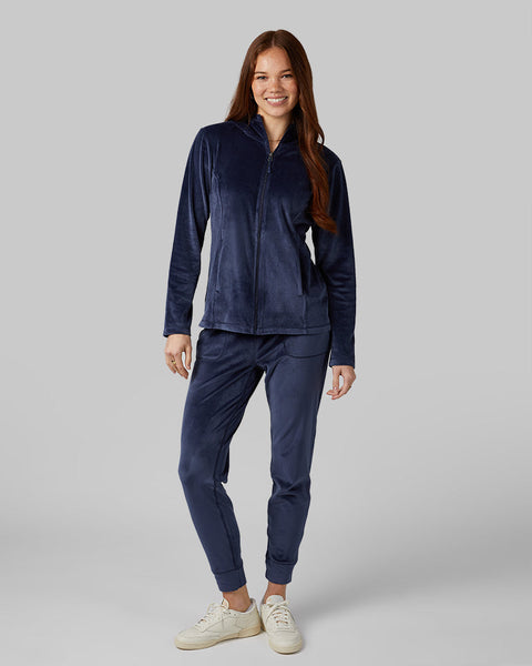 WOMEN'S SOFT VELOUR HOODED FULL-ZIP