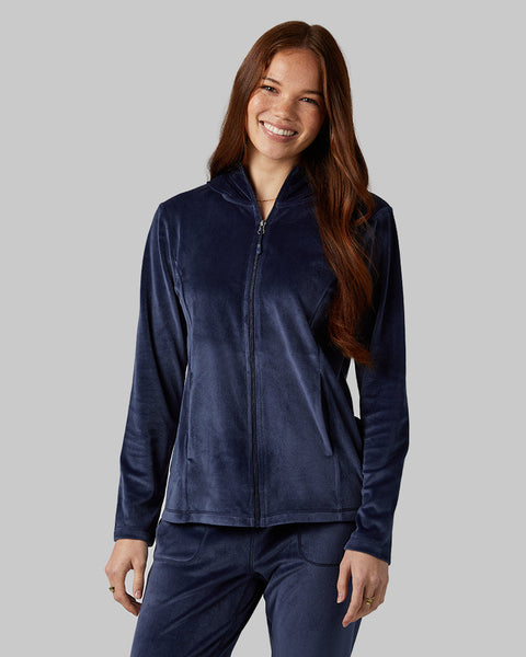 WOMEN'S SOFT VELOUR HOODED FULL-ZIP