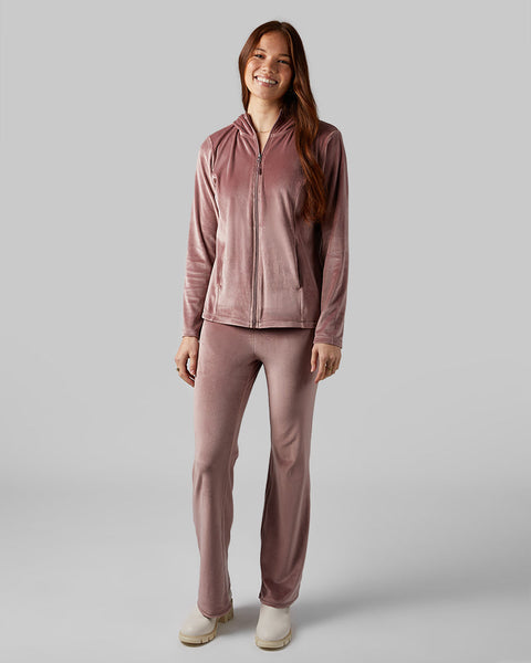 WOMEN'S SOFT VELOUR HOODED FULL-ZIP