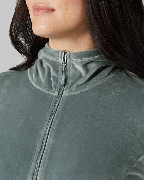 WOMEN'S SOFT VELOUR HOODED FULL-ZIP