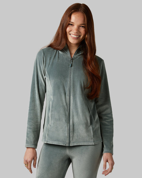 WOMEN'S SOFT VELOUR HOODED FULL-ZIP