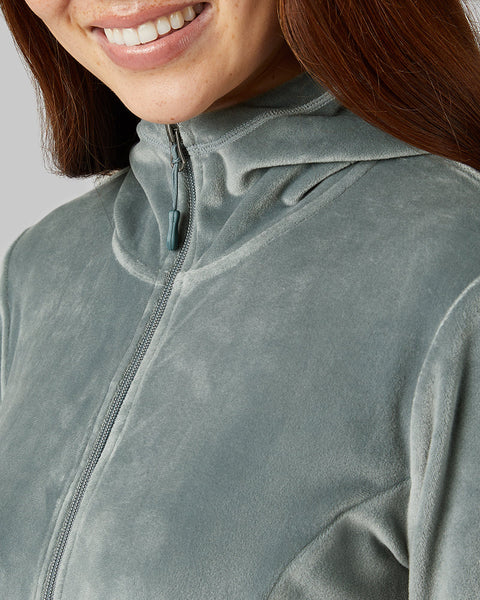 WOMEN'S SOFT VELOUR HOODED FULL-ZIP