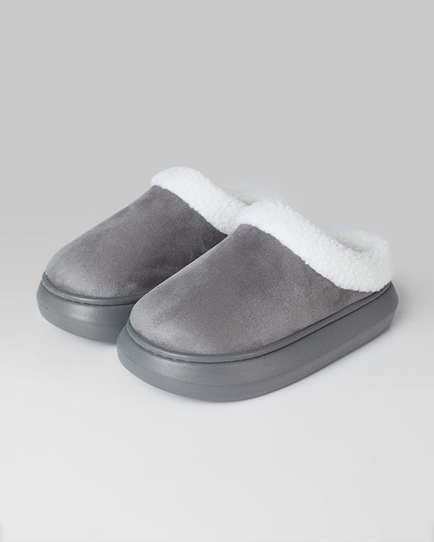 WOMEN'S SHERPA-LINED FAUX SUEDE SLIPPERS