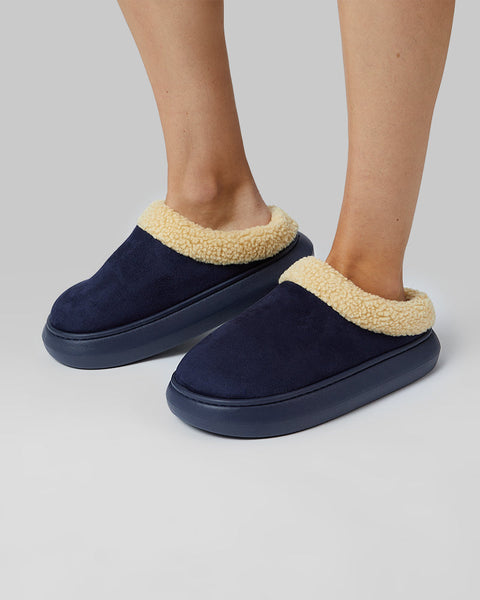 WOMEN'S SHERPA-LINED FAUX SUEDE SLIPPERS