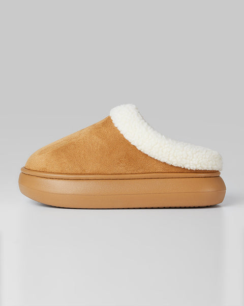 WOMEN'S SHERPA-LINED FAUX SUEDE SLIPPERS