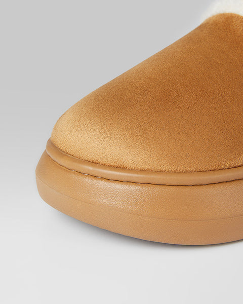 WOMEN'S SHERPA-LINED FAUX SUEDE SLIPPERS