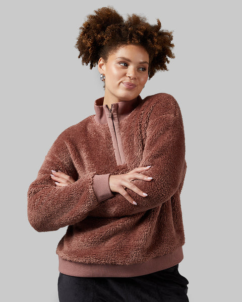 WOMEN'S FLUFFY SHERPA 1/4 ZIP TOP