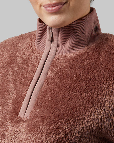 WOMEN'S FLUFFY SHERPA 1/4 ZIP TOP