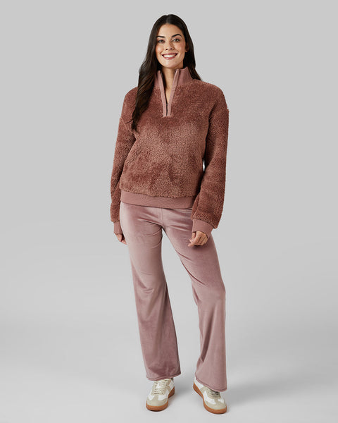 WOMEN'S FLUFFY SHERPA 1/4 ZIP TOP