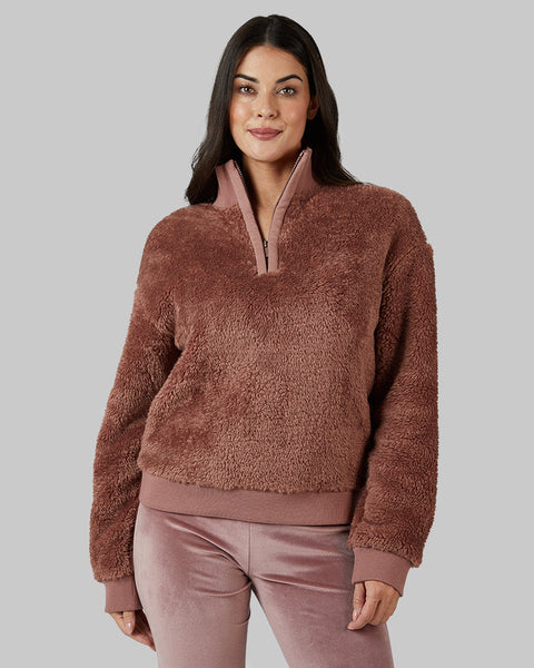 WOMEN'S FLUFFY SHERPA 1/4 ZIP TOP