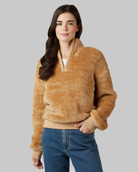 WOMEN'S FLUFFY SHERPA 1/4 ZIP TOP