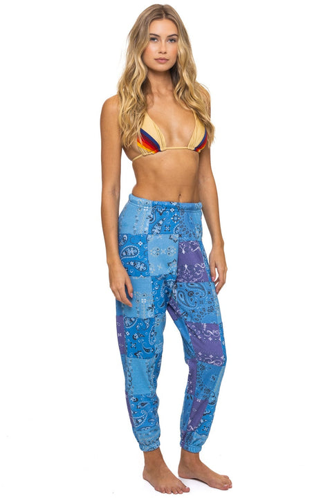 BANDANA QUILTED SWEATPANTS - BLUE