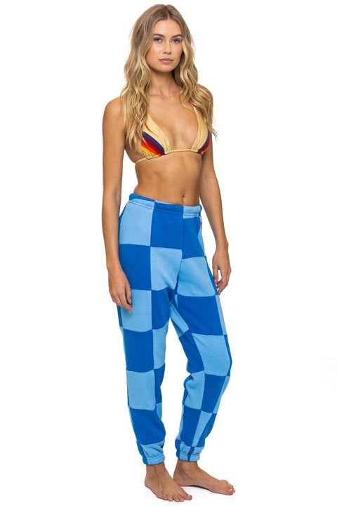 CHECK QUILTED SWEATPANTS - SKY // ADVENTURE BLUE