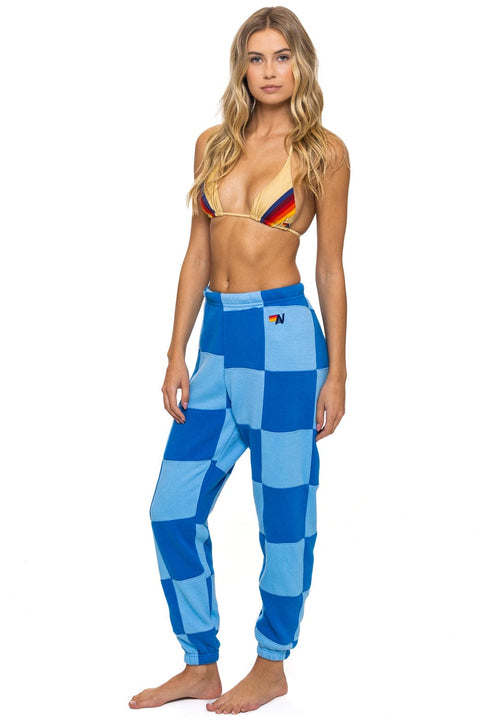 CHECK QUILTED SWEATPANTS - SKY // ADVENTURE BLUE