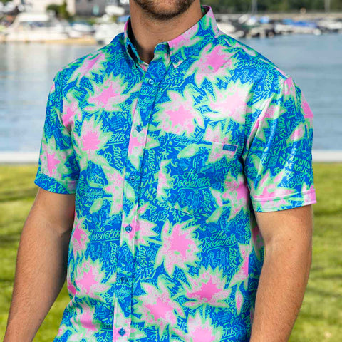 Camp Kunu Floral (Light Blue) – KUNUFLEX Short Sleeve Shirt