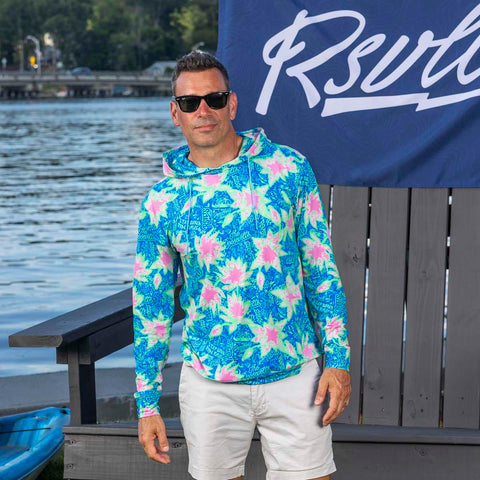 Camp Kunu Floral (Light Blue) – Performance Hoodie