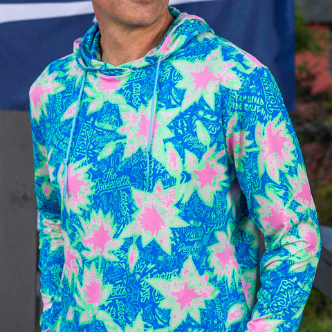 Camp Kunu Floral (Light Blue) – Performance Hoodie