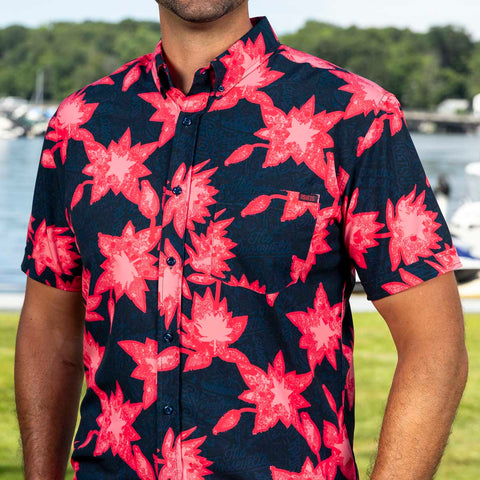 Camp Kunu Floral (Red) – KUNUFLEX Short Sleeve Shirt