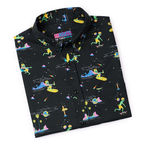 '90s Retro Space Beach – KUNUFLEX Short Sleeve Shirt