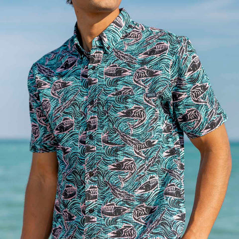 Fishies – Stretch Seersucker Short Sleeve Shirt
