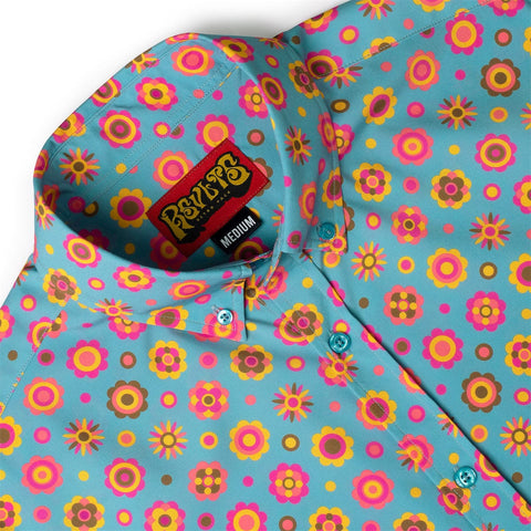 '70s Retro Flower Ballad – KUNUFLEX Short Sleeve Shirt
