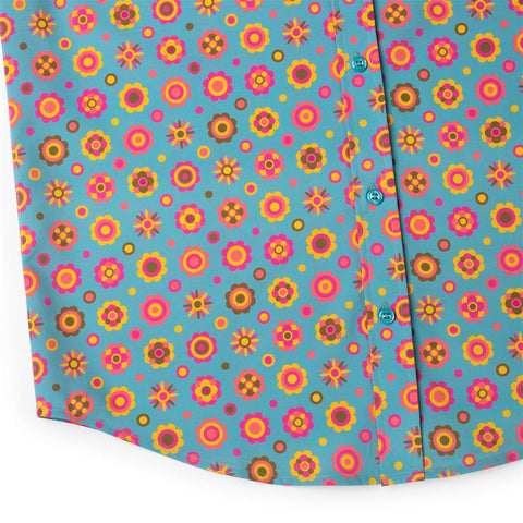 '70s Retro Flower Ballad – KUNUFLEX Short Sleeve Shirt