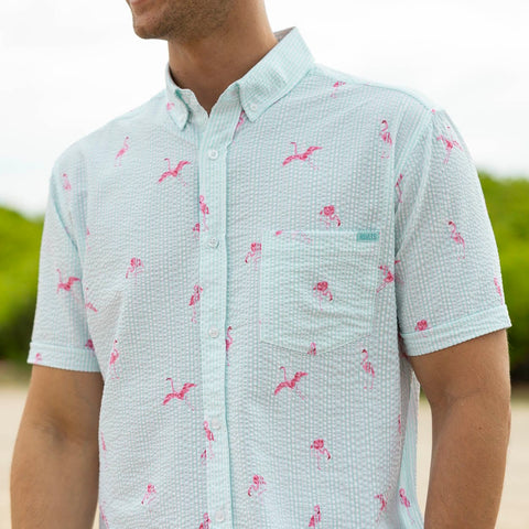 Mingos – Stretch Seersucker Short Sleeve Shirt