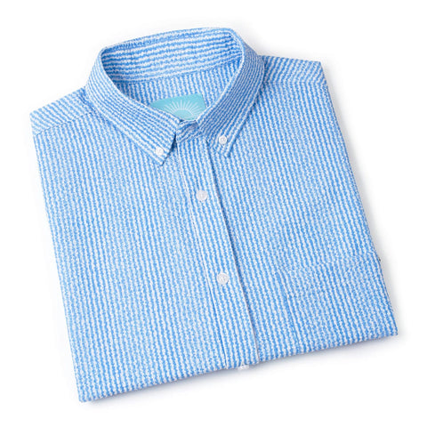 We Sail Without Him – Stretch Seersucker Short Sleeve Shirt